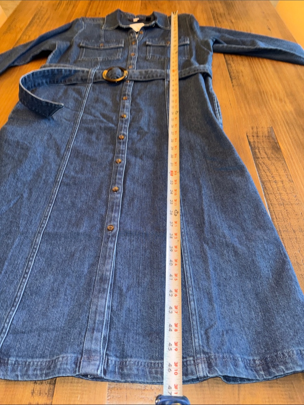 Lands’ End medium Classic Dark Blue Denim Shirt Dress with pockets & Belt nwt! - Picture 7 of 9